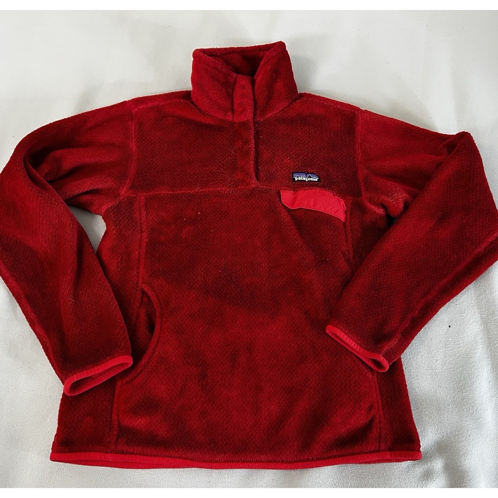 Patagonia Women's Re-Tool Snap-Red Fleece Pullover Sz Small